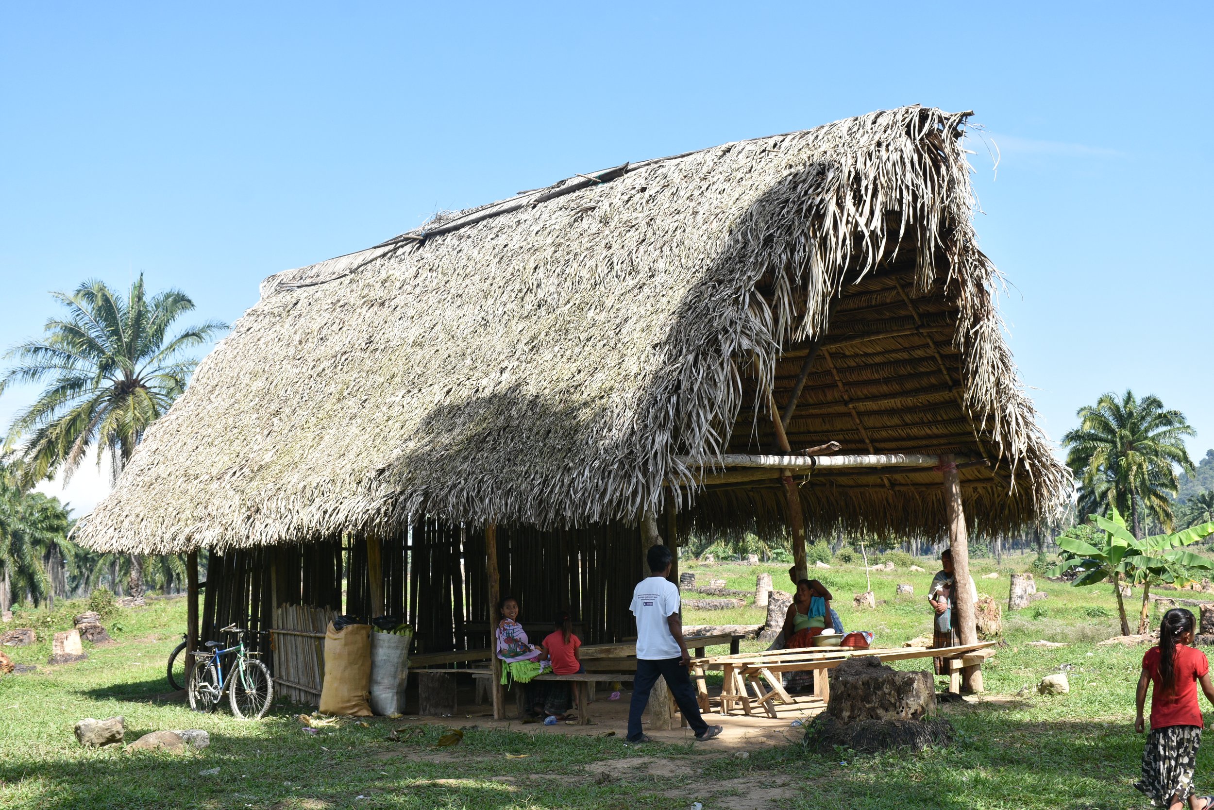  Salón comunal de Palestina Chinebal en el Estor, Izabal. Foto: Ketzali Pérez 